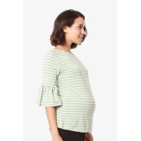 Flounce Sleeves Calynn Mint Stripes Nursing Top
