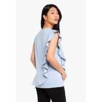 Cap Sleeves Cosette Frill Nursing Top Porcelain Blue