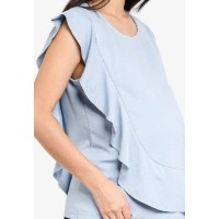 Cap Sleeves Cosette Frill Nursing Top Porcelain Blue