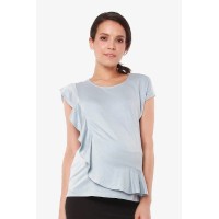 Cap Sleeves Cosette Frill Nursing Top Porcelain Blue