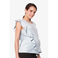 Cap Sleeves Cosette Frill Nursing Top Porcelain Blue