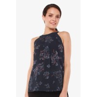 Carden Halter Navy Floral Sleeveless Nursing Top
