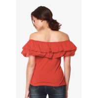 Off Shoulder Cacey Nursing Top Dark Coral