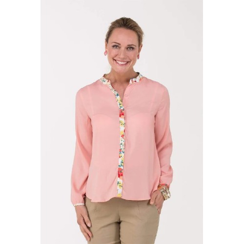 Blaise Mandarin Collar Top Pink