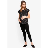 Clarisa Back Bow Black Sprigs Short Sleeve