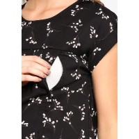 Clarisa Back Bow Black Sprigs Short Sleeve