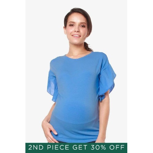 Flutter Sleeves Caela Nursing Top Ocean
