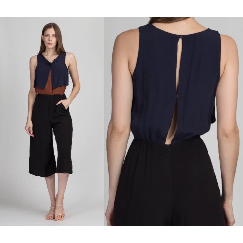 Vintage Color Block Jumpsuit - XS to Small