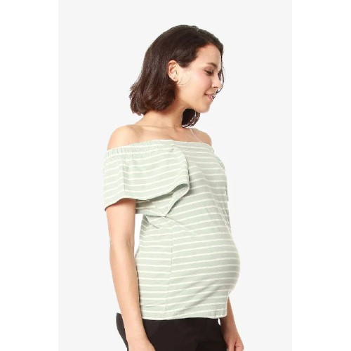 Flutter Sleeves Callie Square Neck Mint Stripes Nursing Top