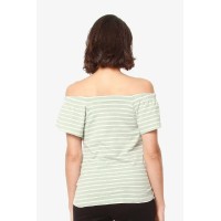 Flutter Sleeves Callie Square Neck Mint Stripes Nursing Top
