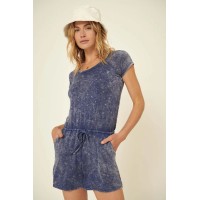 In the Moment Vintage-Washed Drawstring Romper