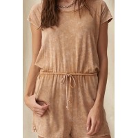 In the Moment Vintage-Washed Drawstring Romper