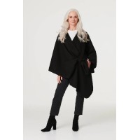 Wrap Front Asymmetric Cape Coat
