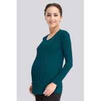 Long Sleeved Venus Pleats Row Top Teal