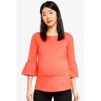 Long Bell Sleeves Aada Nursing Top Coral