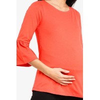Long Bell Sleeves Aada Nursing Top Coral