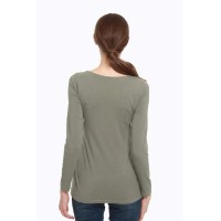 Darby Bamboo Cotton Long Sleeve Nursing Top Olive Green