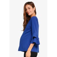 Long Flounce Sleeves Coreene Nursing Top Peacock