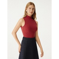 Thermal Mock Neck Open-Back Bra Top