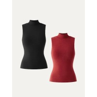 Thermal Mock Neck Open-Back Bra Top