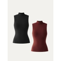 Thermal Mock Neck Open-Back Bra Top
