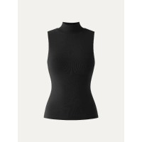 Thermal Mock Neck Open-Back Bra Top