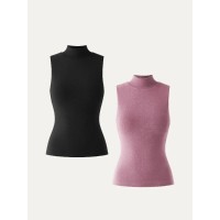 Thermal Mock Neck Open-Back Bra Top