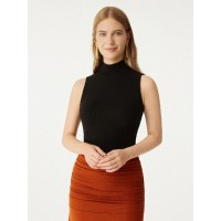 Thermal Mock Neck Open-Back Bra Top