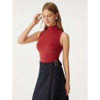 Thermal Mock Neck Open-Back Bra Top