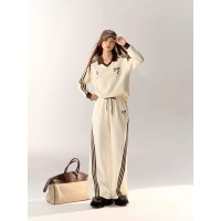 Bow Embroidered Sweatshirt & Sweatpants Set