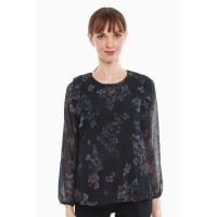 Dagan Long Sleeve Nursing Top Navy Print