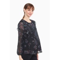 Dagan Long Sleeve Nursing Top Navy Print