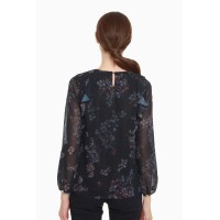 Dagan Long Sleeve Nursing Top Navy Print