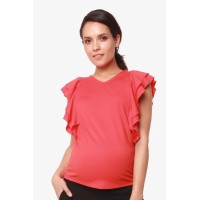 Ruffles Sleeves Crissy Coral Nursing Top