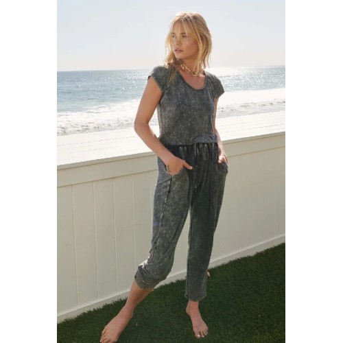 True to You Vintage-Washed Drawstring Jumpsuit