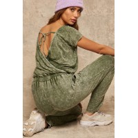 True to You Vintage-Washed Drawstring Jumpsuit