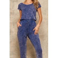 True to You Vintage-Washed Drawstring Jumpsuit