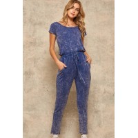 True to You Vintage-Washed Drawstring Jumpsuit