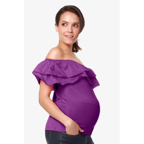 Off Shoulder Cacey Nursing Top Eggplant