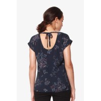 Woven Short Sleeve Clarisa Back Bow Nursing Top Navy Floral